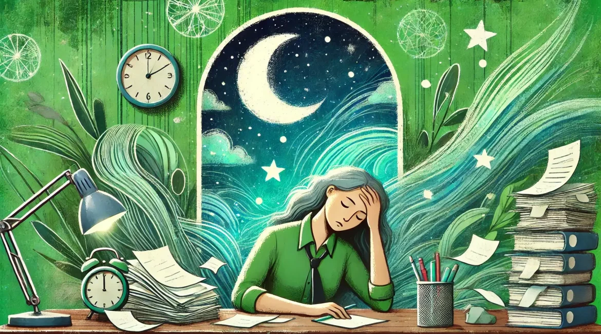 Feature image showing the cycle of workplace burnout, highlighting stress, exhaustion, detachment, and reduced performance